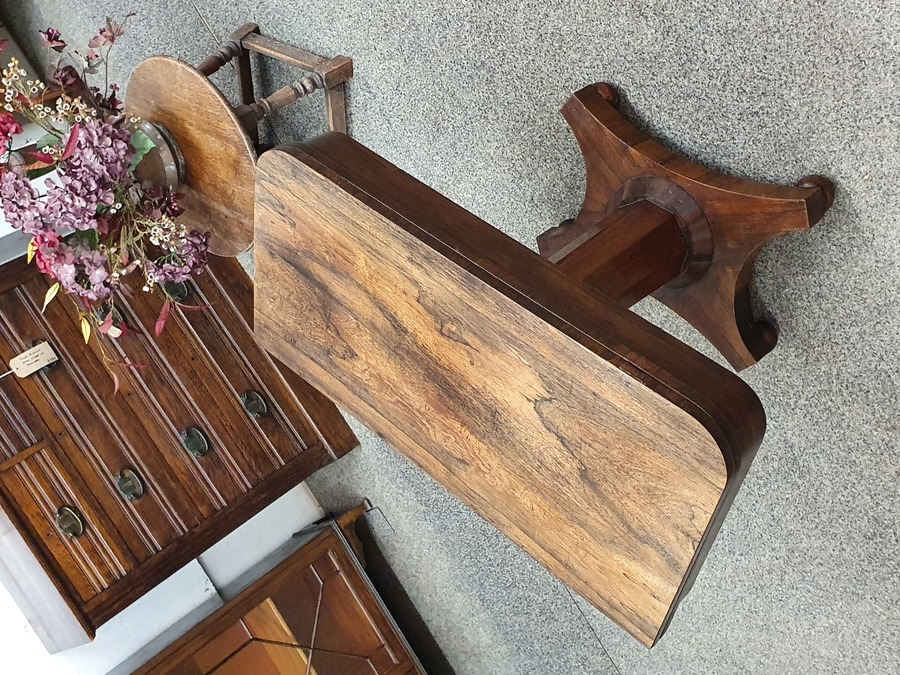 Antique Antique Rosewood Pedestal Side Tea Table 