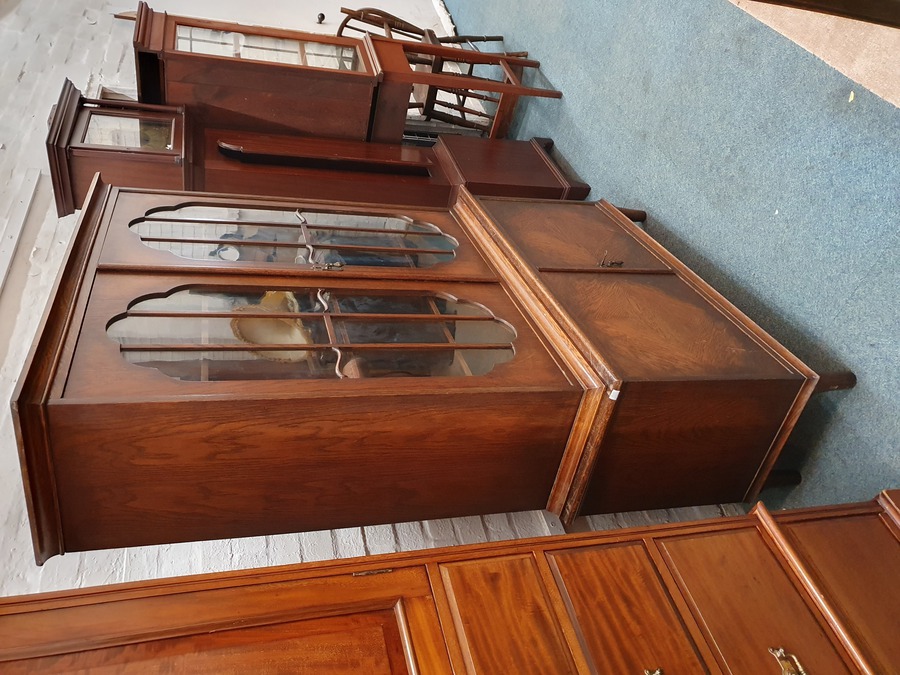 Antique Good 1920's Oak Bookcase Cabinet 