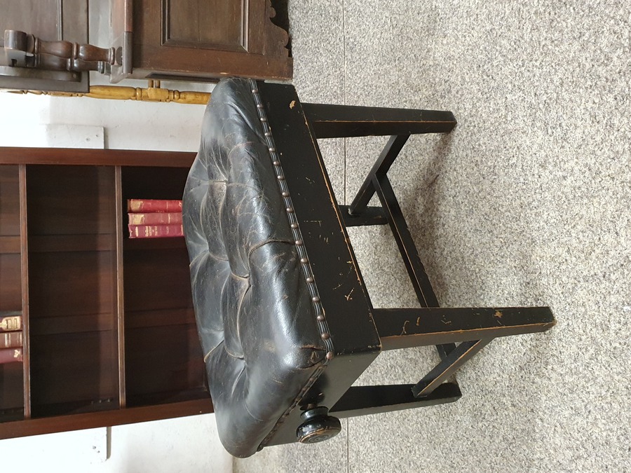 Antique Antique Adjustable Leather Seat Stool
