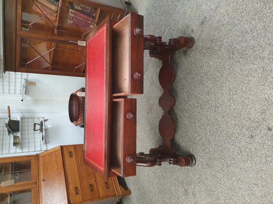 Antique Antique Victorian Leather Top Writing Table Desk