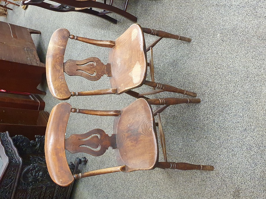 Antique Antique Pair of Victorian Country Kitchen Dining Chairs 