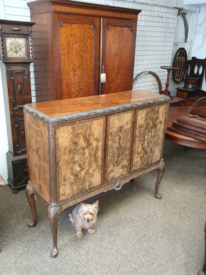 Antique 1930's Walnut Sideboard Cabinet 