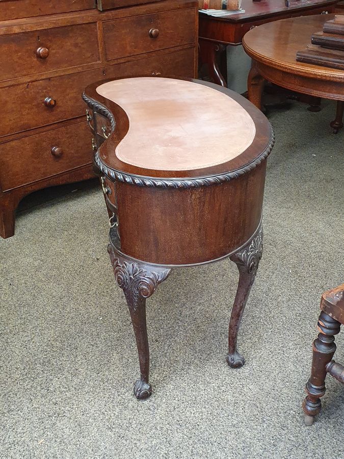 Antique Small Edwardian Kidney Writing Table Desk 