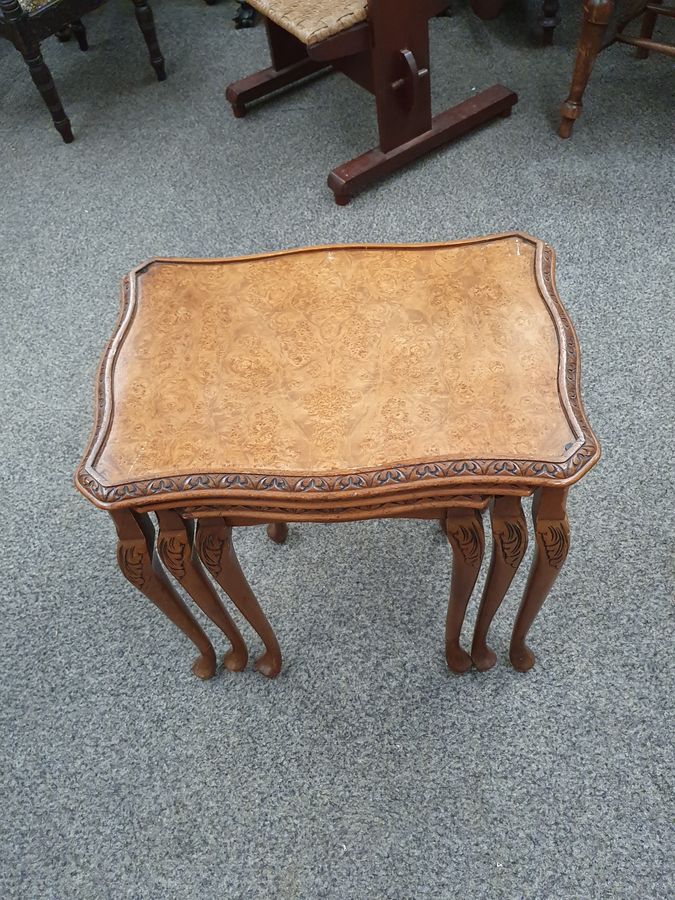 Antique Walnut Nest of 3 Tables 