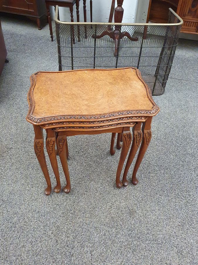 Antique Walnut Nest of 3 Tables 