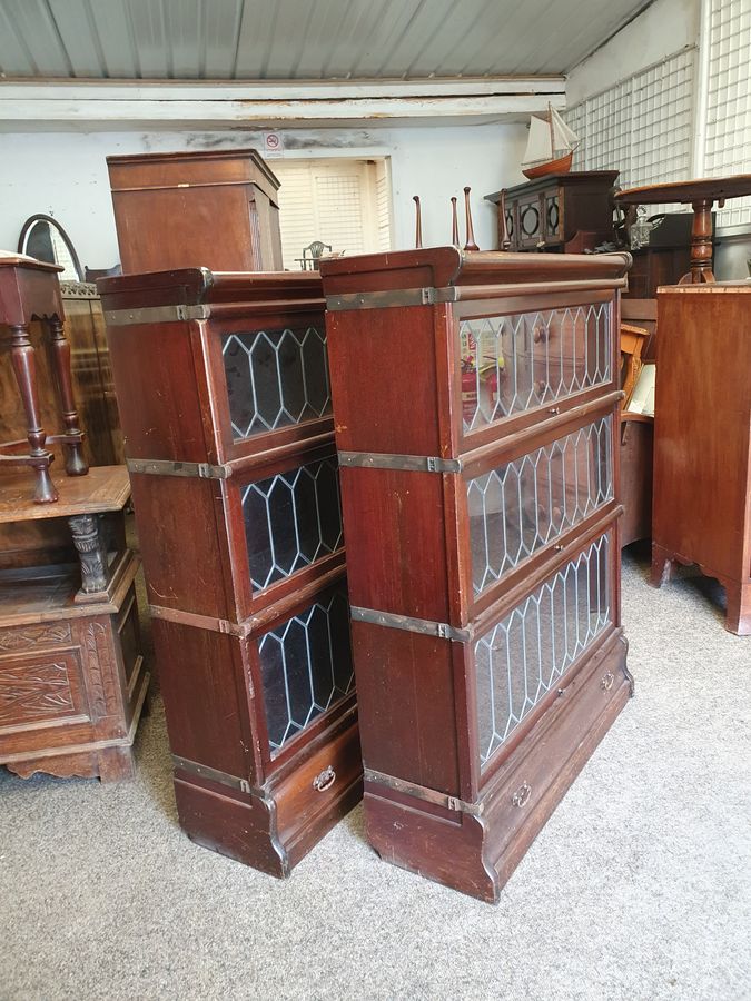 Antique Edwardian Pair of Stacking Globe Wernick Bookcases Cabinet's 