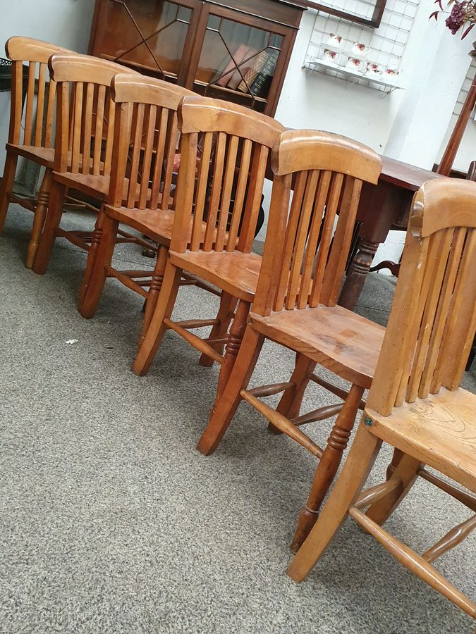 Antique Antique Set of 6 Country Kitchen Dining Chairs 