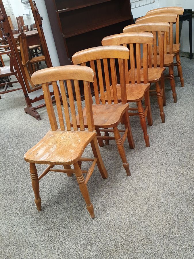 Antique Antique Set of 6 Country Kitchen Dining Chairs 