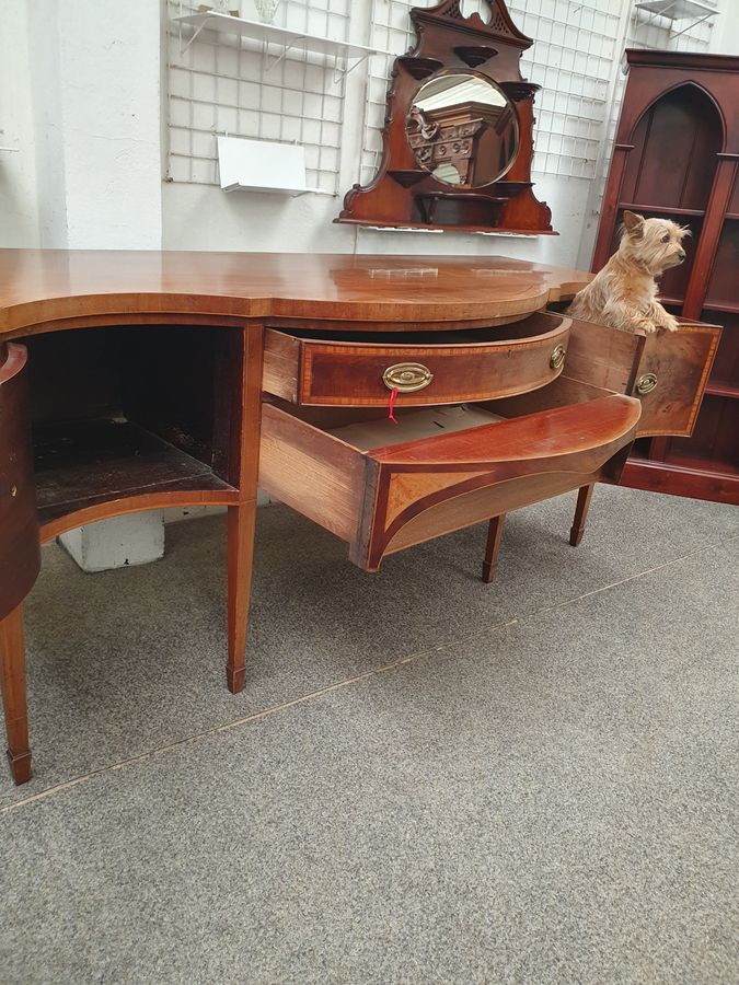 Antique Large Antique 19thC Serpentine Sideboard Serving Table 