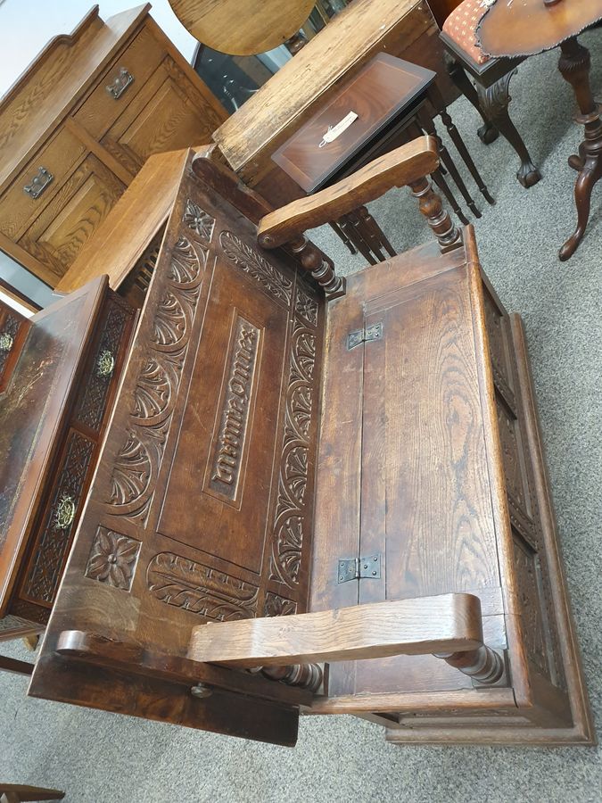 Antique Antique Oak Monks Bench Table 