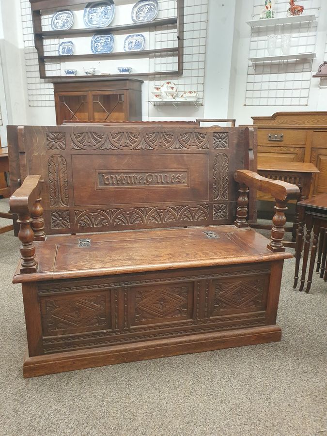 Antique Antique Oak Monks Bench Table 
