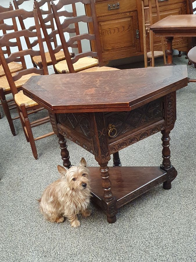 Antique Oak Credence Hall Side Table