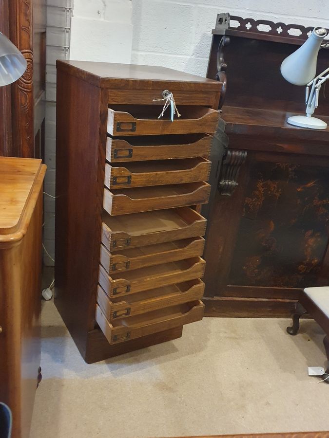 Antique Antique 1920's Oak Office Filing Cabinet 
