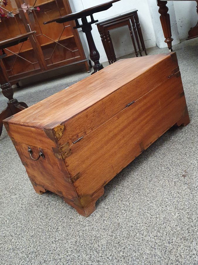 Antique Small Antique Camphor Wood Box Chest Coffee Table 