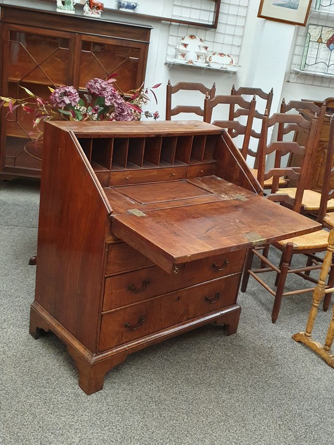 Antique Antique Georgian Walnut Writing Bureau Desk