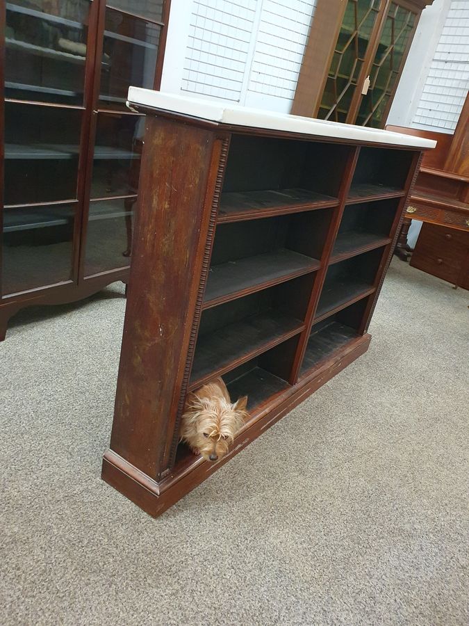 Antique Antique Large Victorian Marble Top Bookcase 