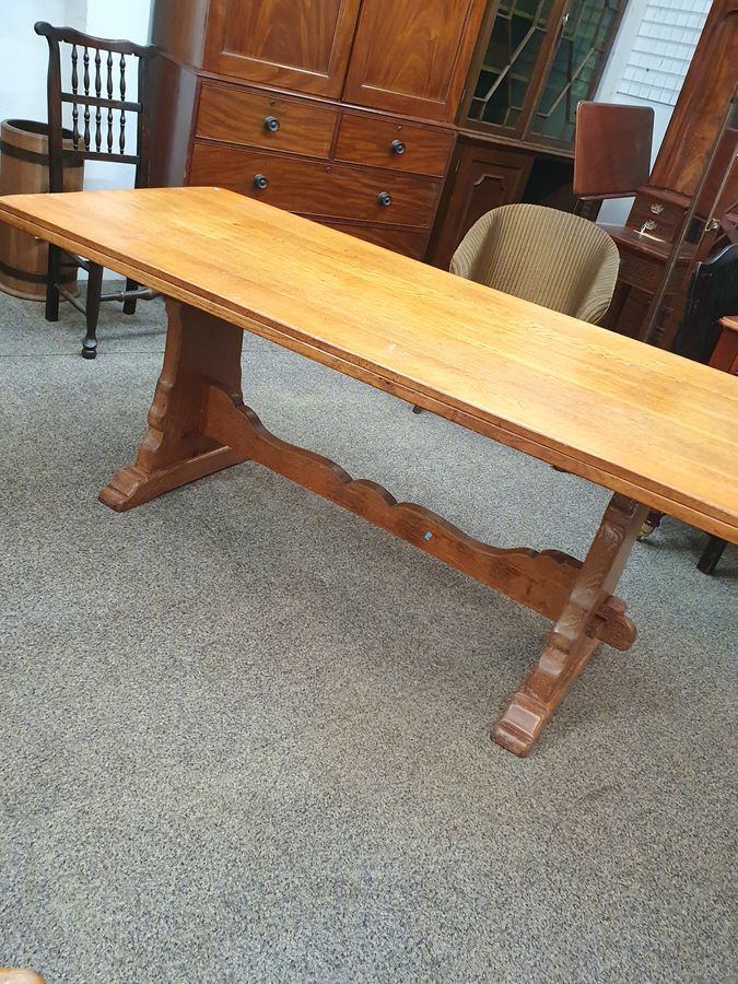 Antique Good 1920's Oak Refectory Kitchen Dining table 