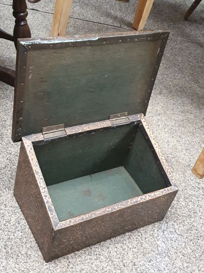 Antique Good Antique Copper Arts & Crafts Slipper Box