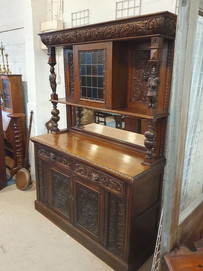 Antique Beautiful Antique Green Man Sideboard Dresser Cabinet 