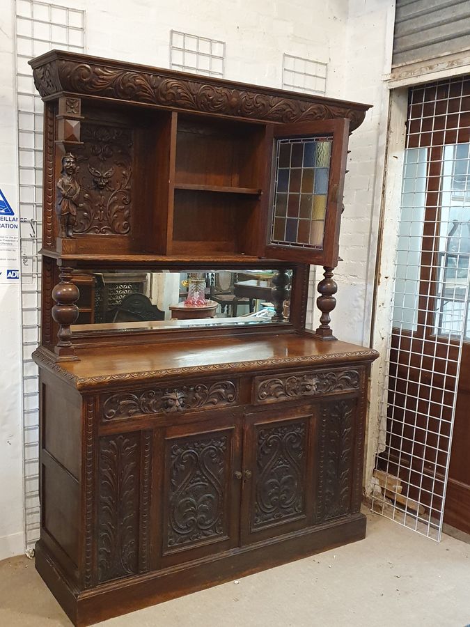 Antique Beautiful Antique Green Man Sideboard Dresser Cabinet 