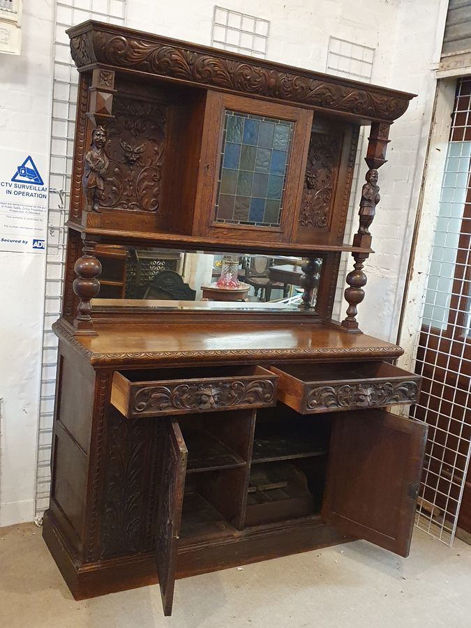 Antique Beautiful Antique Green Man Sideboard Dresser Cabinet 