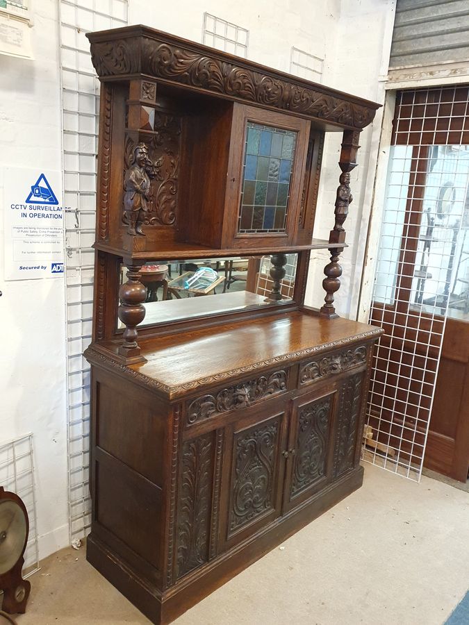 Antique Beautiful Antique Green Man Sideboard Dresser Cabinet 