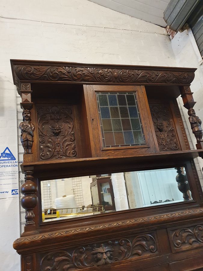 Antique Beautiful Antique Green Man Sideboard Dresser Cabinet 