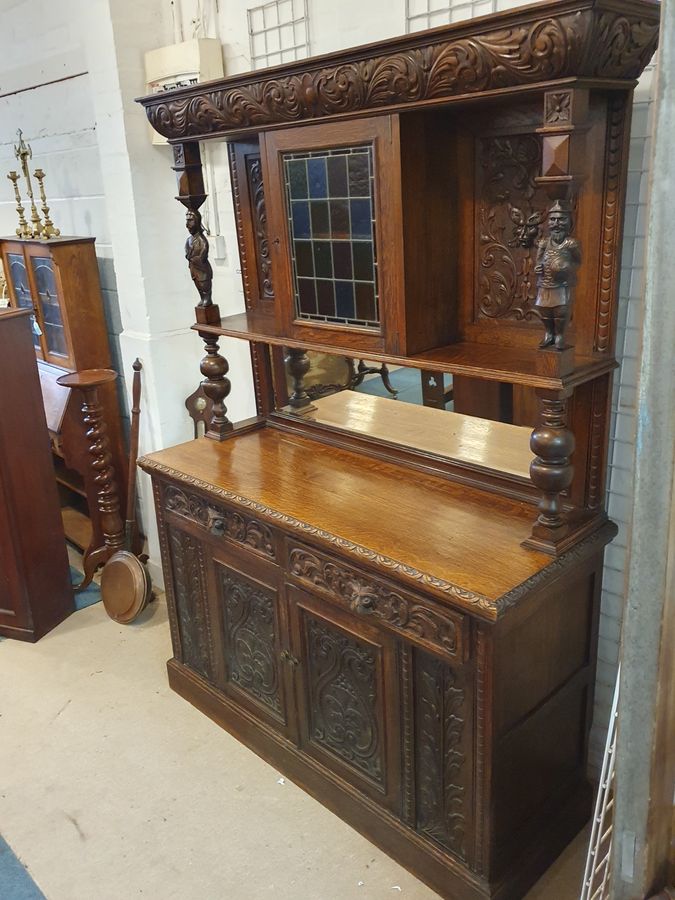 Antique Beautiful Antique Green Man Sideboard Dresser Cabinet 