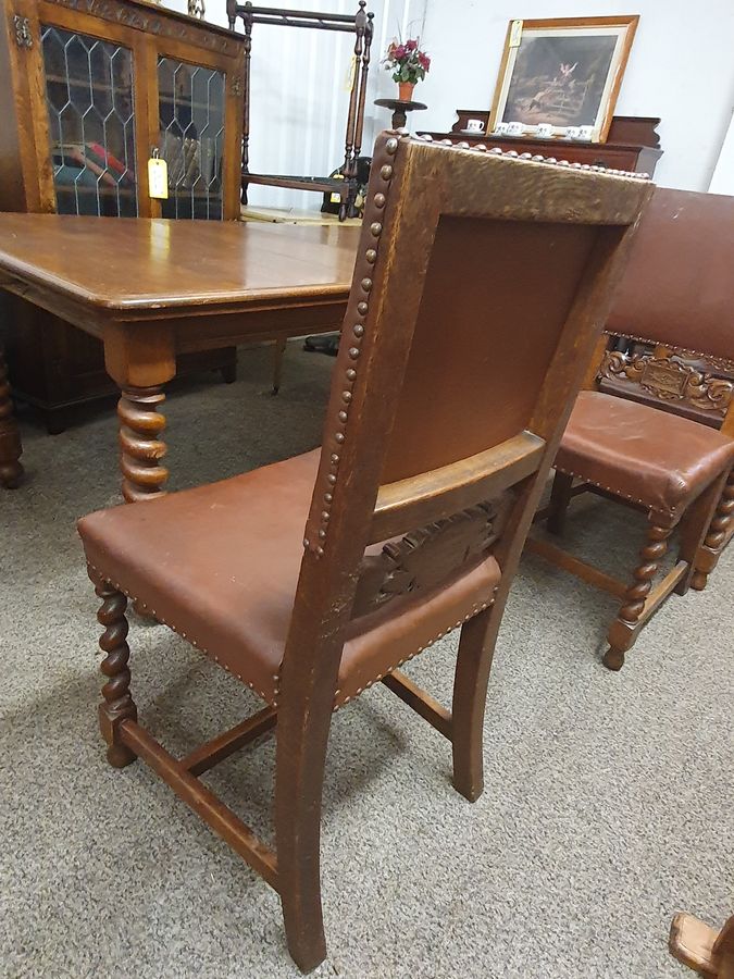 Antique Antique Set of 8 Leather Dining Chairs