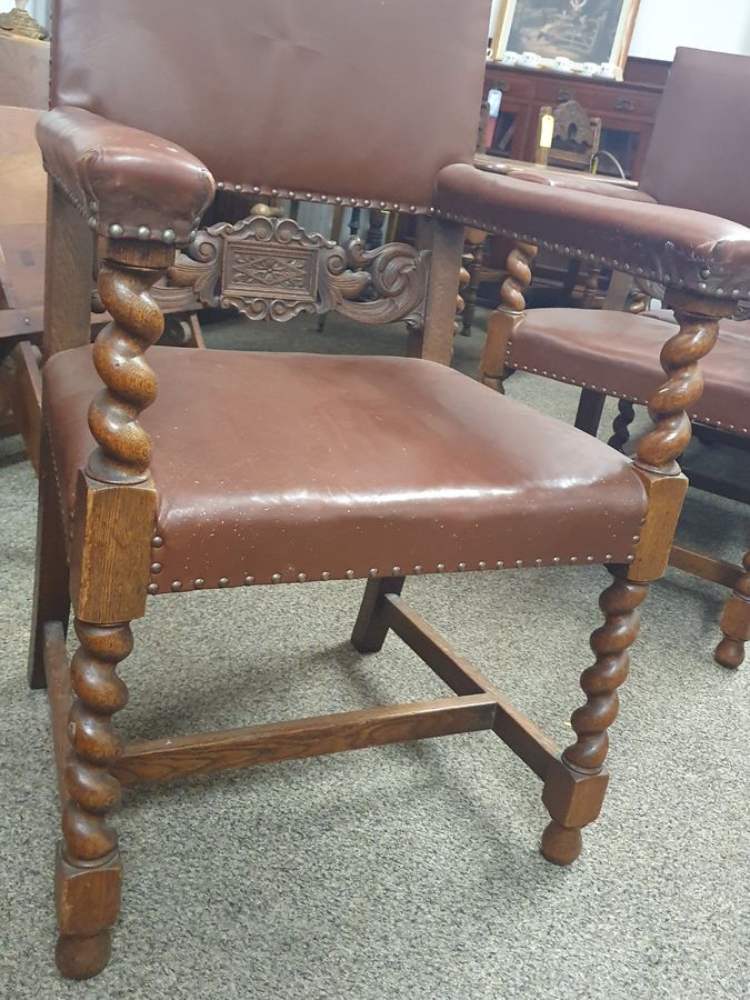 Antique Antique Set of 8 Leather Dining Chairs