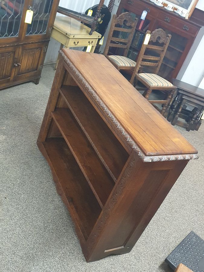 Antique Antique Carved Oak Bookcase Cabinet 