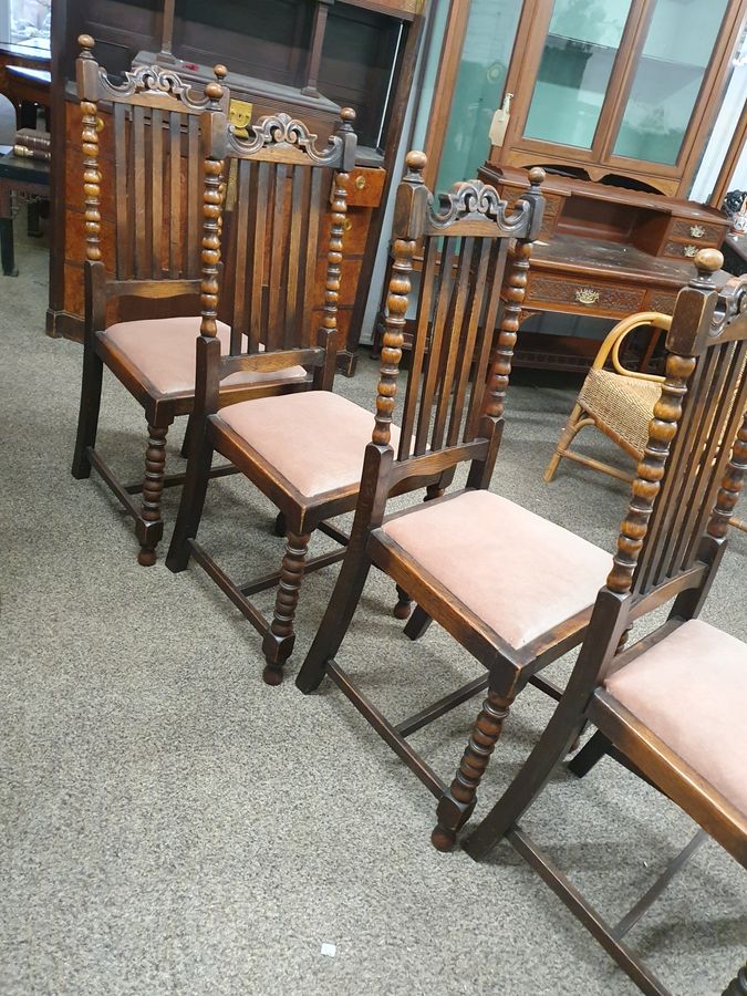 Antique Antique 1920's Set of 4 Oak Dining Chairs 