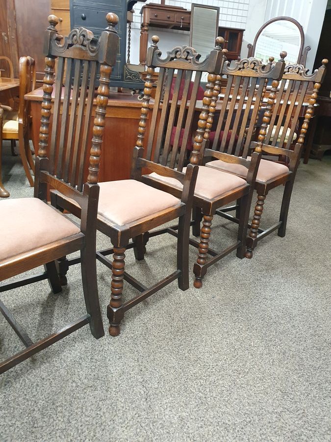 Antique Antique 1920's Set of 4 Oak Dining Chairs 