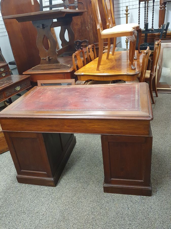 Antique Antique Edwardian Pedestal Writing Table Desk 