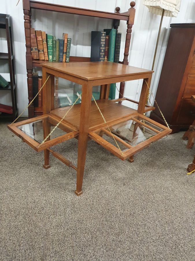 Antique Antique Arts & Crafts Tray Top Drinks Cabinet Display Table