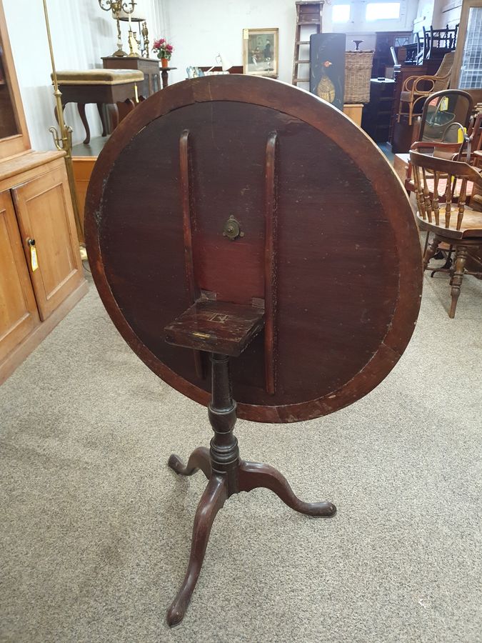 Antique Large Antique Round Circular Tripod Table 