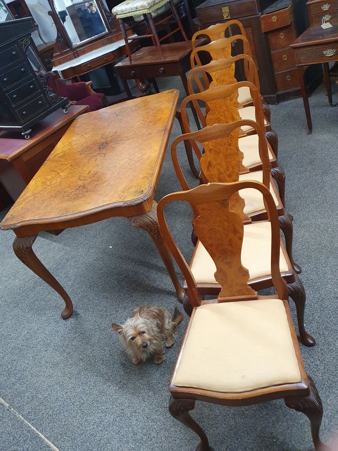 Antique Good 1920's Set of 6 Walnut Dining Chairs