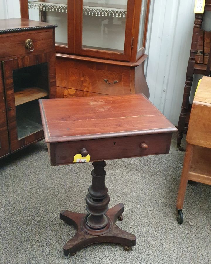 Small Antique Pedestal Lamp Bedside Table