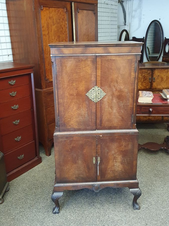 Small 1930's Walnut Cocktail Drinks Cabinet
