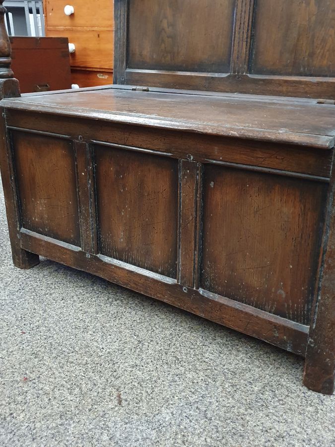 Antique Antique 1920's Oak Bench Settle Box Hall Seat