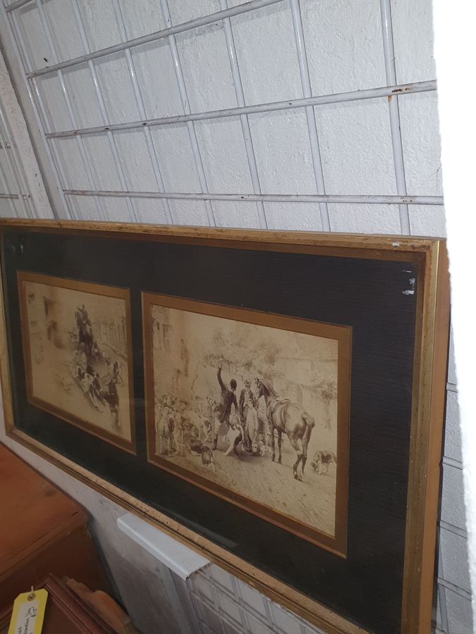 Antique Antique Edwardian Framed  Hunting Prints