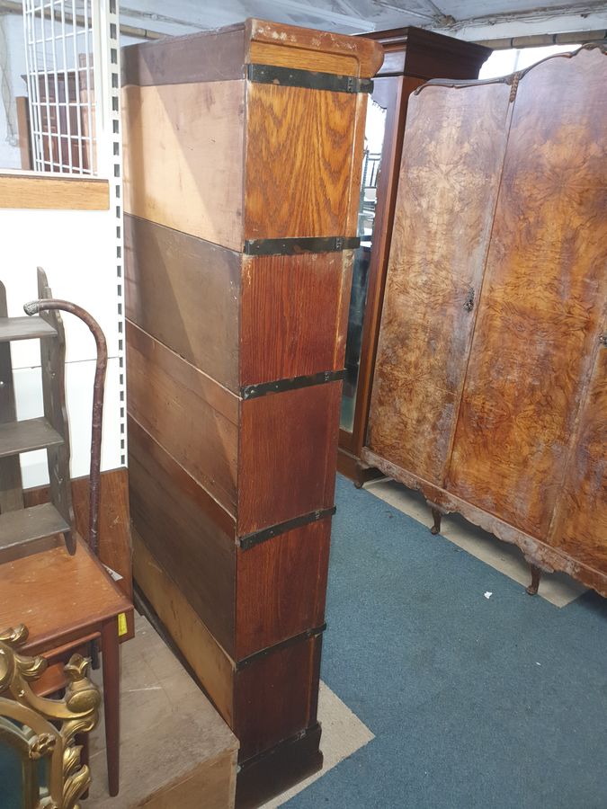 Antique Antique Edwardian Oak Globe Wernick Stacking Bookcase Display Cabinet 