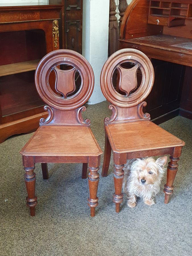 Antique Antique Victorian Pair of Hall Chairs