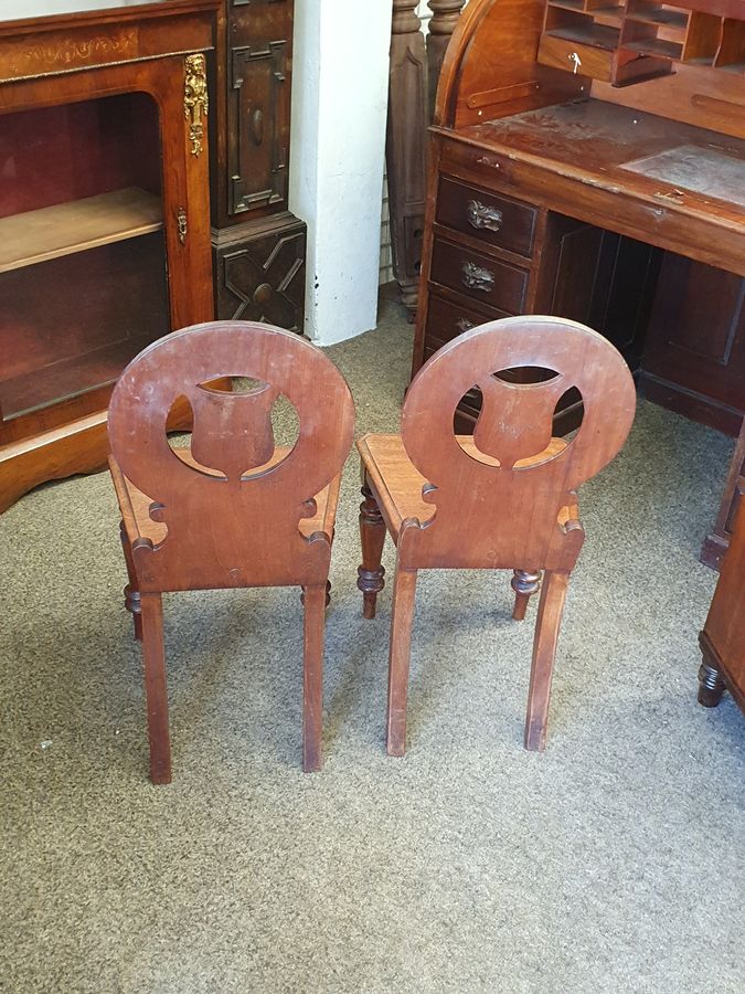 Antique Antique Victorian Pair of Hall Chairs