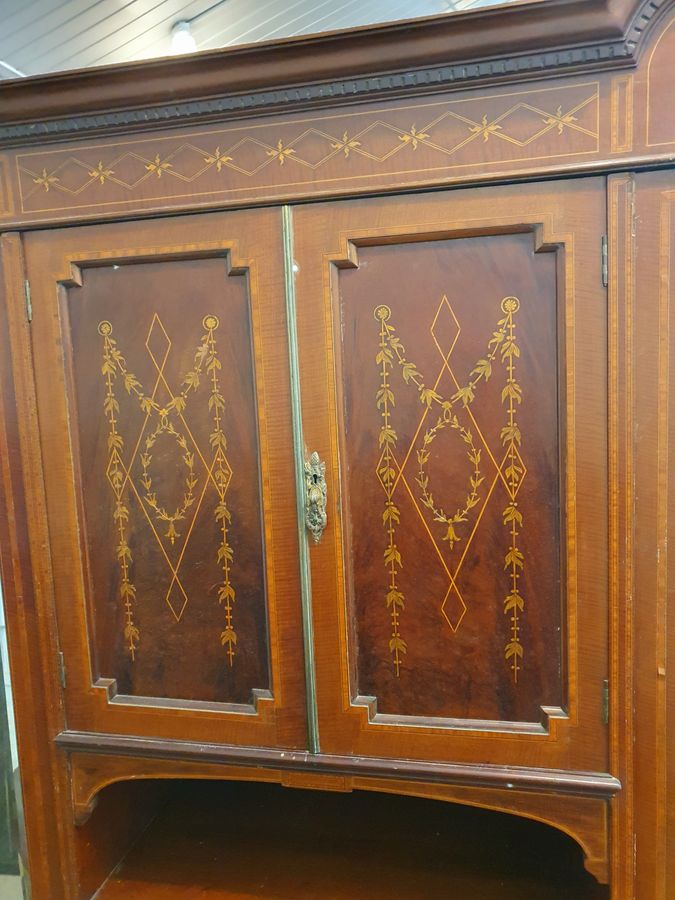 Antique Good Antique Edwardian Mirror Door Wardrobe 