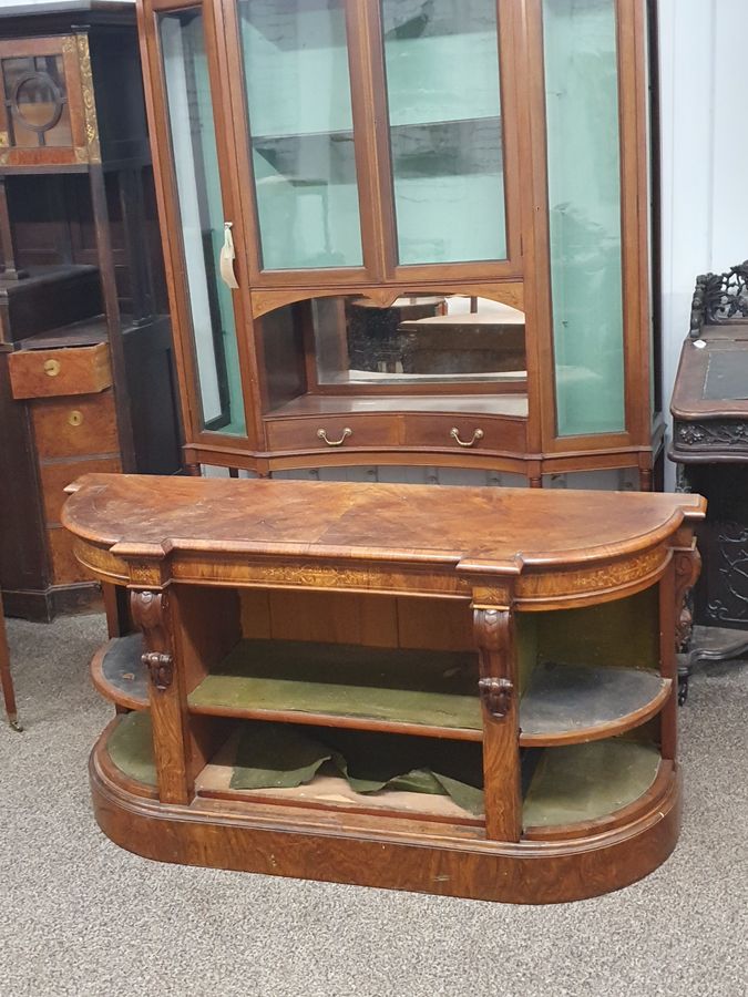 Antique Victorian Walnut Side Cabinet Table