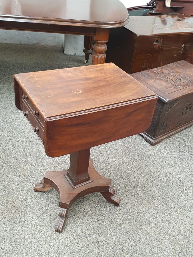 Antique Small Antique Pedestal Table 