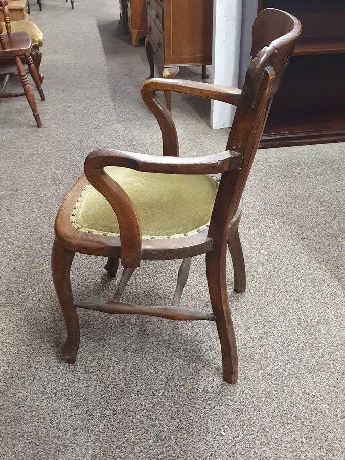 Antique Antique Edwardian Oak Desk Chair Armchair 