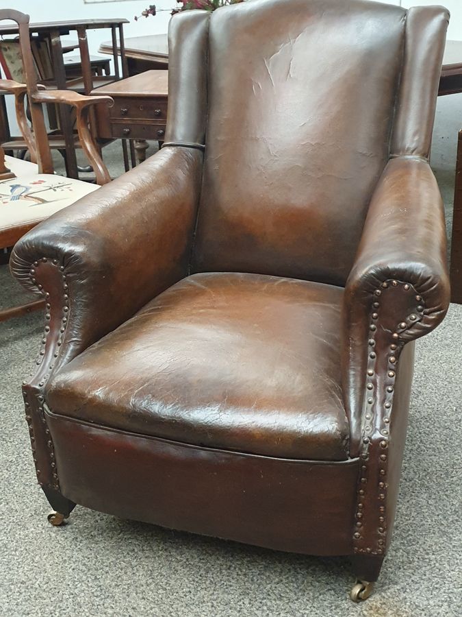 Antique Antique 19thC Leather Armchair Chair