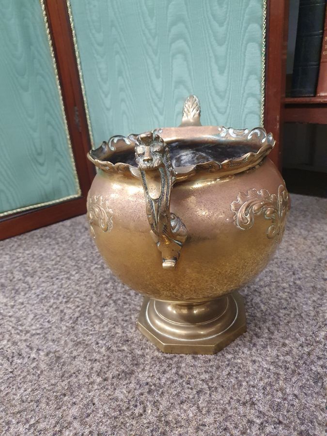 Antique Antique Brass Jardiniere Plant Pot